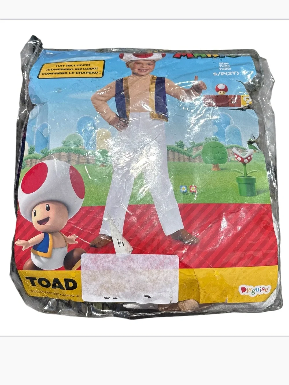Nintendo Toad Kids Costume Mario Halloween 2T Hat Outfit